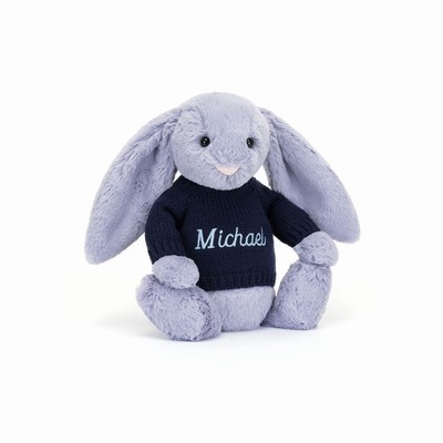 Jellycat Bashful Viola Bunny with Navy Jumper UK | 98306SIBR